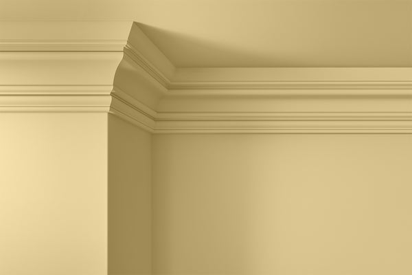 Walls, ceilings and coving painted in Lick Yellow 07