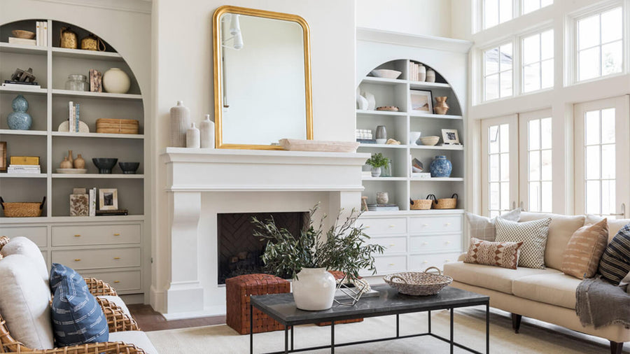 Light and airy modern farmhouse living room via Studio McGee